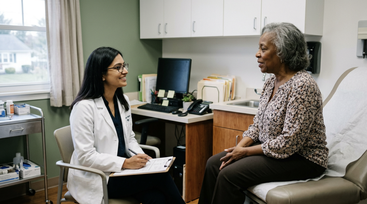 Provider consulting with a patient